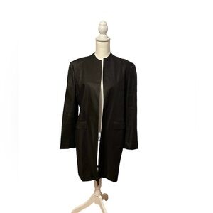 Lauren Ralph Lauren Black Long Blazer Mid Length 100% Linen Size12
